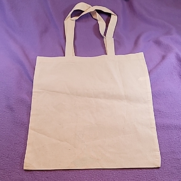 0743. Canvas Tote Bag with Life Begins With Coffee Screen Print - Picture 4 of 4